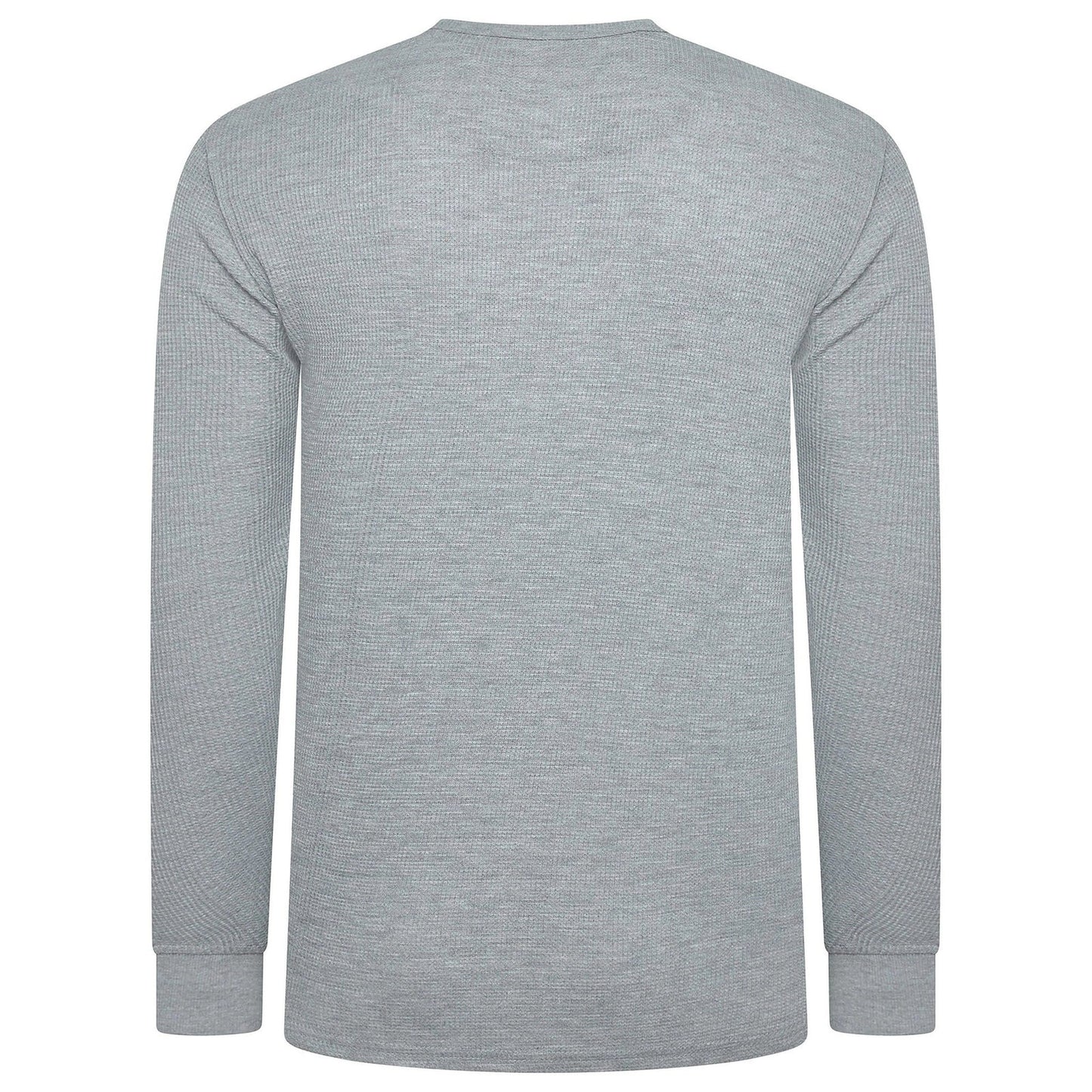 ONE Mens Waffle Knit Long Sleeve T-Shirt Cotton Crew Neck Casual Top | - Collar Detail - QHA UK