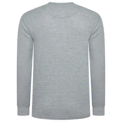 ONE Mens Waffle Knit Long Sleeve T-Shirt Cotton Crew Neck Casual Top | - Collar Detail - QHA UK