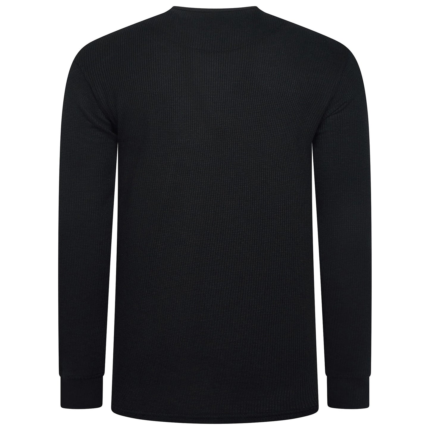 ONE Mens Waffle Knit Long Sleeve T-Shirt Cotton Crew Neck Casual Top | - Collar Detail - QHA UK