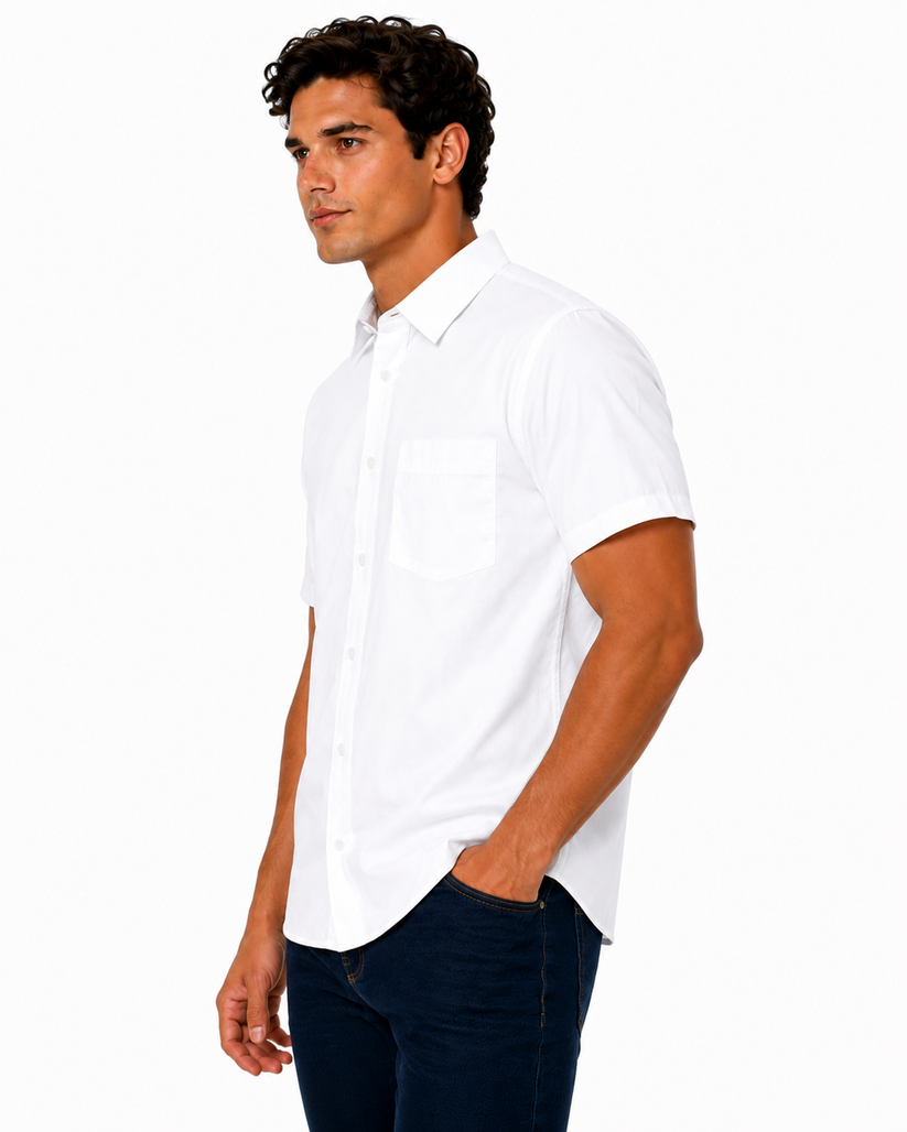 ORN Manchester Mens Short Sleeve Formal Work Shirt Office Regular Fit - Sleeve Detail - QHA UK