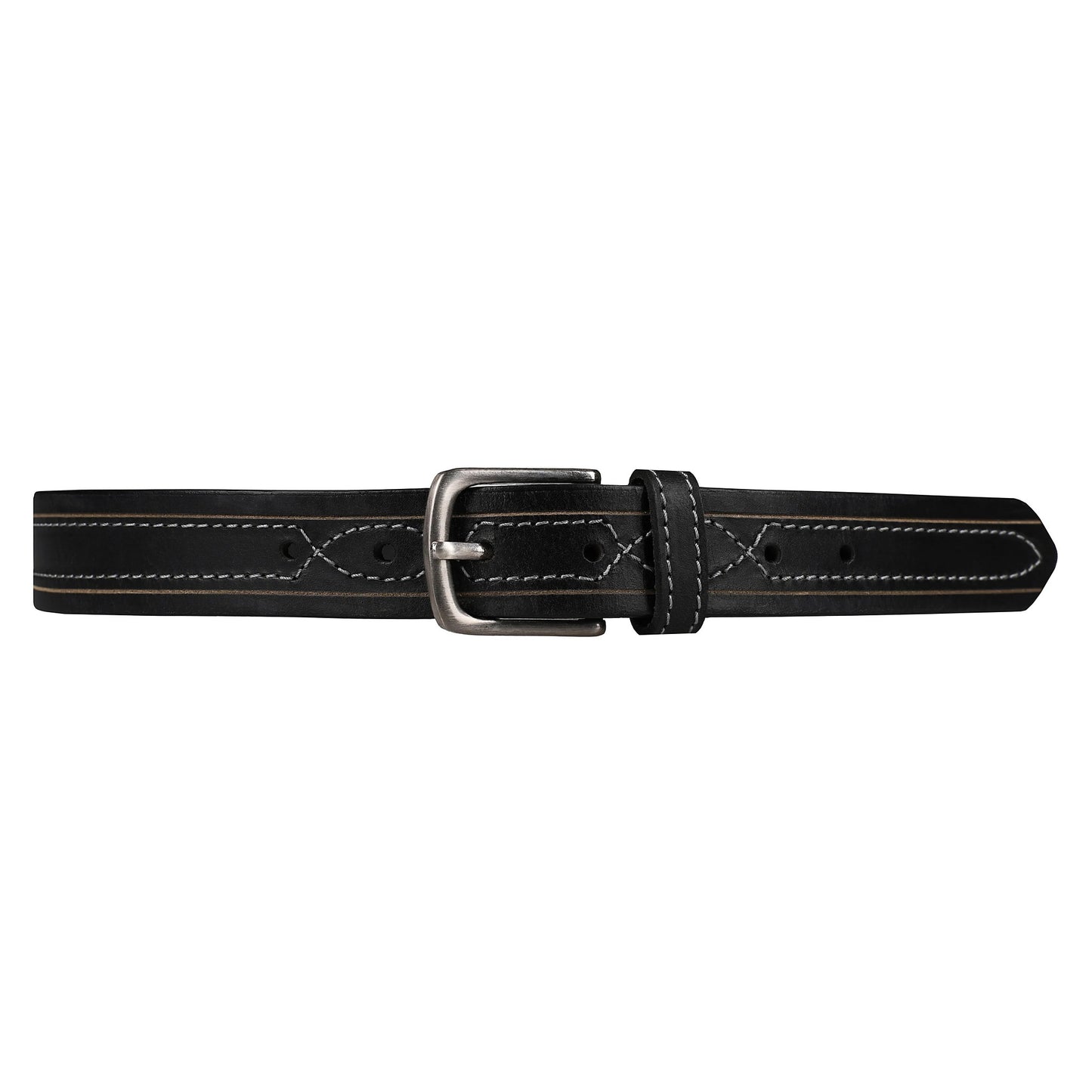 Outback Unisex Full Grain Leather Belt Contrast Stitch Stainless Steel - Texture Detail - QHA UK