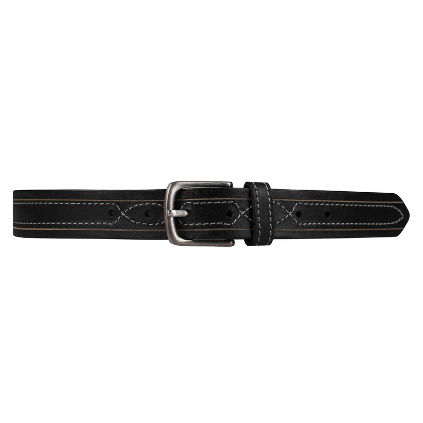 Outback Unisex Full Grain Leather Belt Contrast Stitch Stainless Steel - Texture Detail - QHA UK