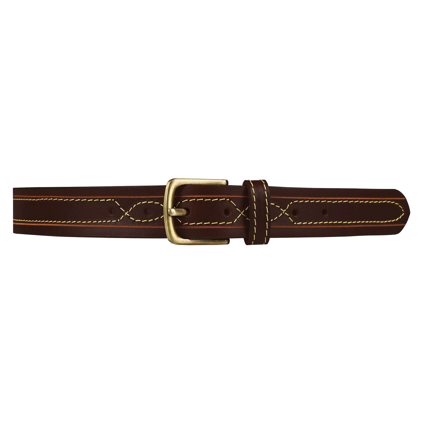 Outback Unisex Full Grain Leather Belt Contrast Stitch Stainless Steel - Texture Detail - QHA UK