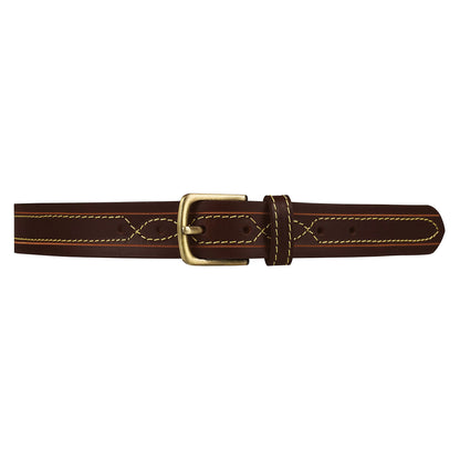 Outback Unisex Full Grain Leather Belt Contrast Stitch Stainless Steel - Texture Detail - QHA UK