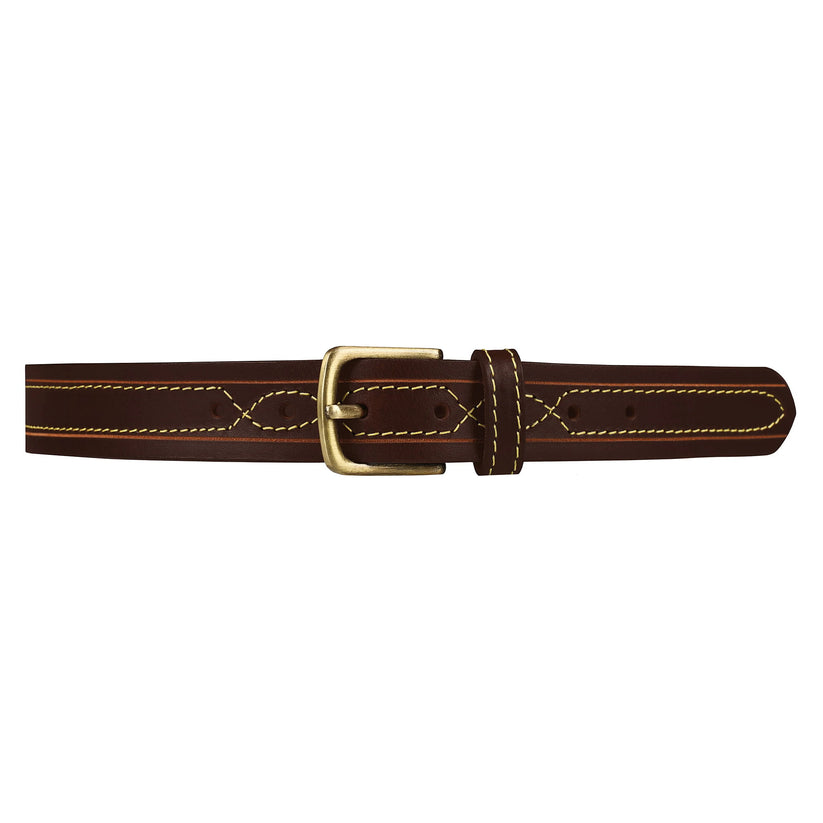 Outback Unisex Full Grain Leather Belt Contrast Stitch Stainless Steel - Texture Detail - QHA UK