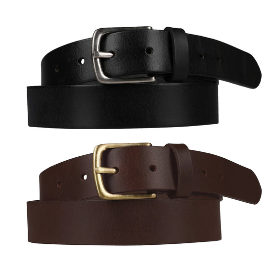 Outback Unisex Full Grain Leather Belt Round Buckle Stainless Steel Ca - QHA UK