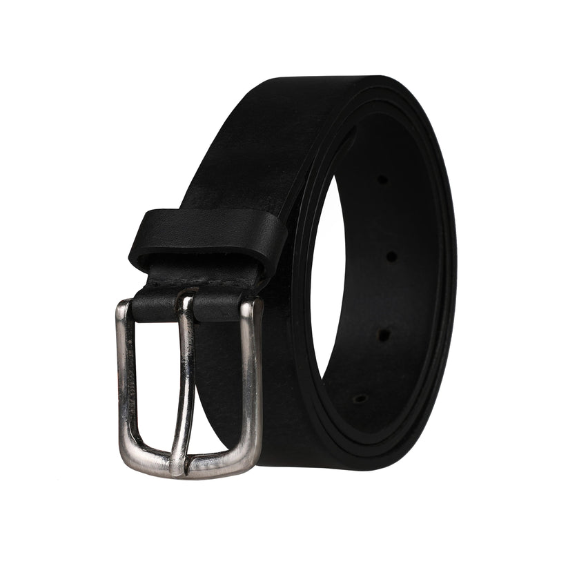 Outback Unisex Full Grain Leather Belt Round Buckle Stainless Steel Ca - Texture Detail - QHA UK