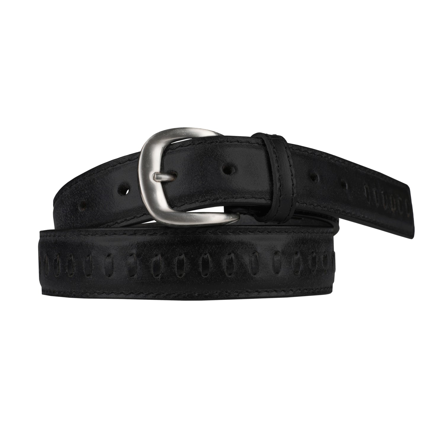 Outback Unisex Full Grain Leather Belt Straight Stitch Stainless Steel - Texture Detail - QHA UK