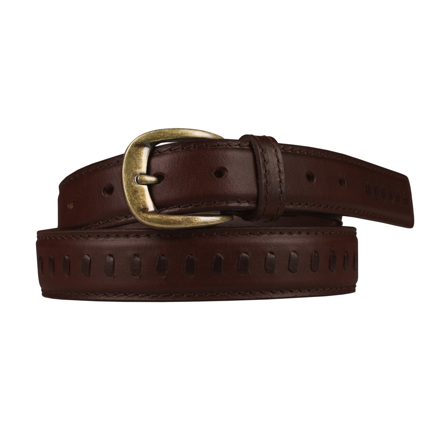 Outback Unisex Full Grain Leather Belt Straight Stitch Stainless Steel - Texture Detail - QHA UK