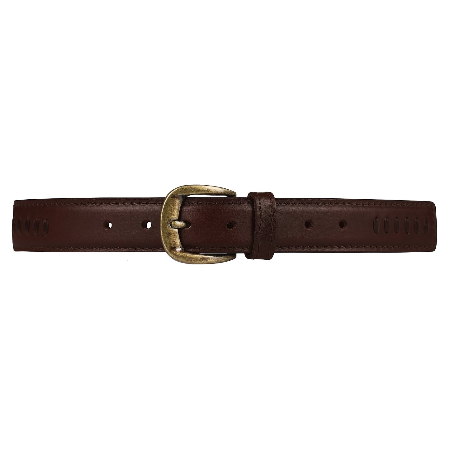 Outback Unisex Full Grain Leather Belt Straight Stitch Stainless Steel - Texture Detail - QHA UK