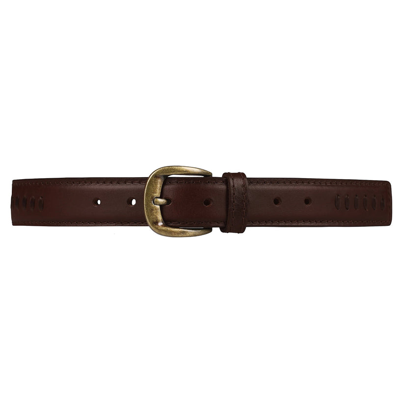 Outback Unisex Full Grain Leather Belt Straight Stitch Stainless Steel - Texture Detail - QHA UK