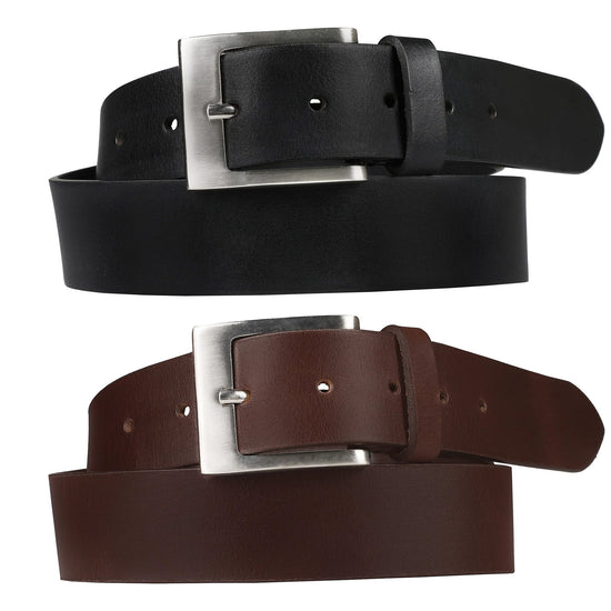 Outback Unisex Full Grain Leather Belt Square Buckle Stainless Steel C - QHA UK