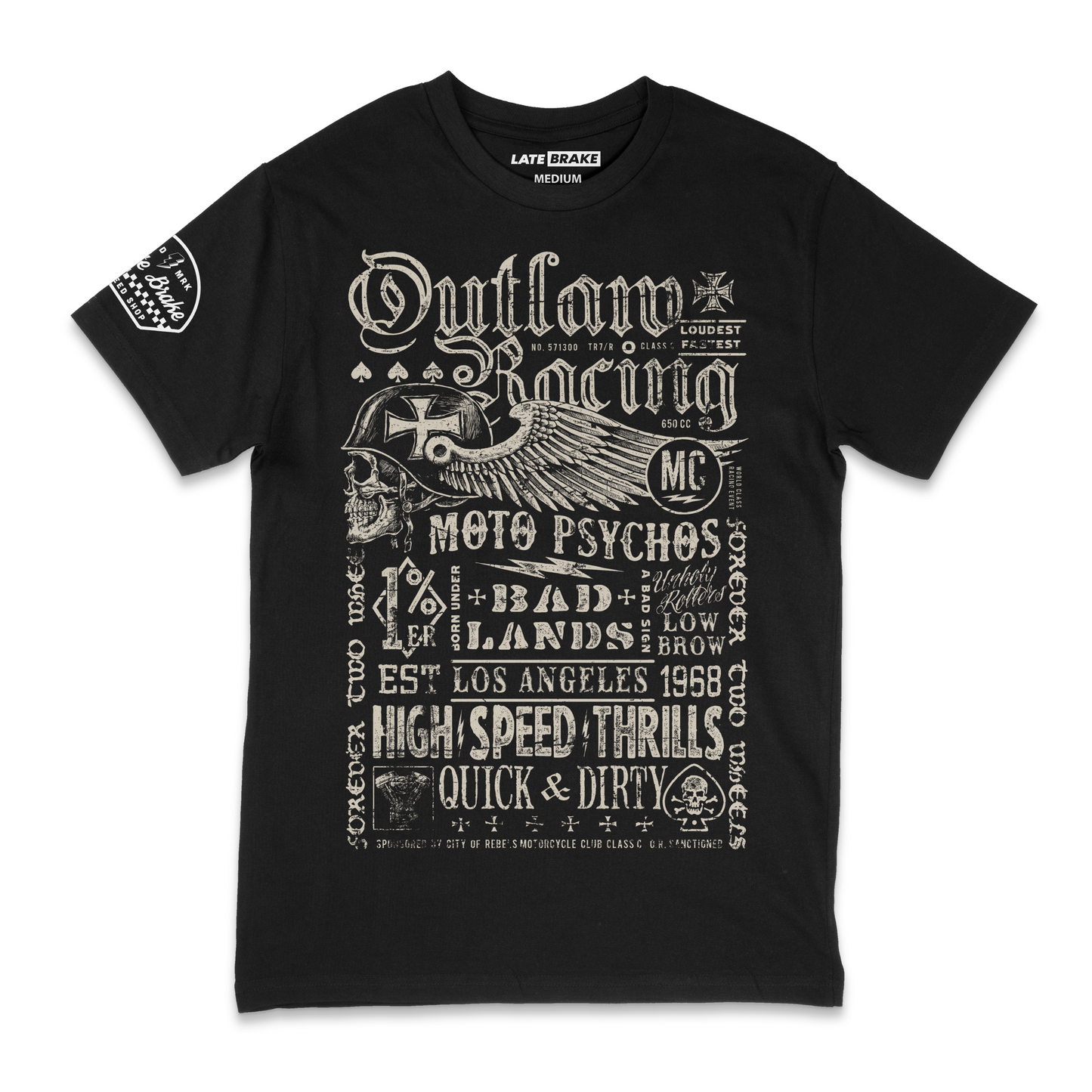 Late Brake Outlaw High Thrills T-Shirt Cotton Car Enthusiast Tee - QHA UK