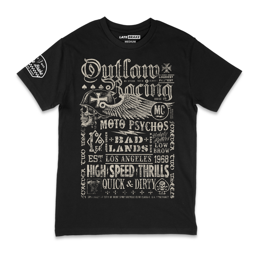 Late Brake Outlaw High Thrills T-Shirt Cotton Car Enthusiast Tee - QHA UK