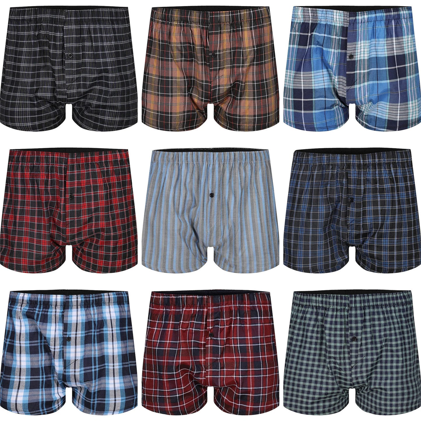Payden Mens 3 Pack Check Boxer Shorts Cotton Rich Underwear S-2XL - QHA UK