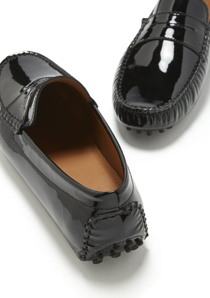 Hugs & Co Mens Penny Driving Loafers Black Patent Leather UK 7-14 - QHA UK