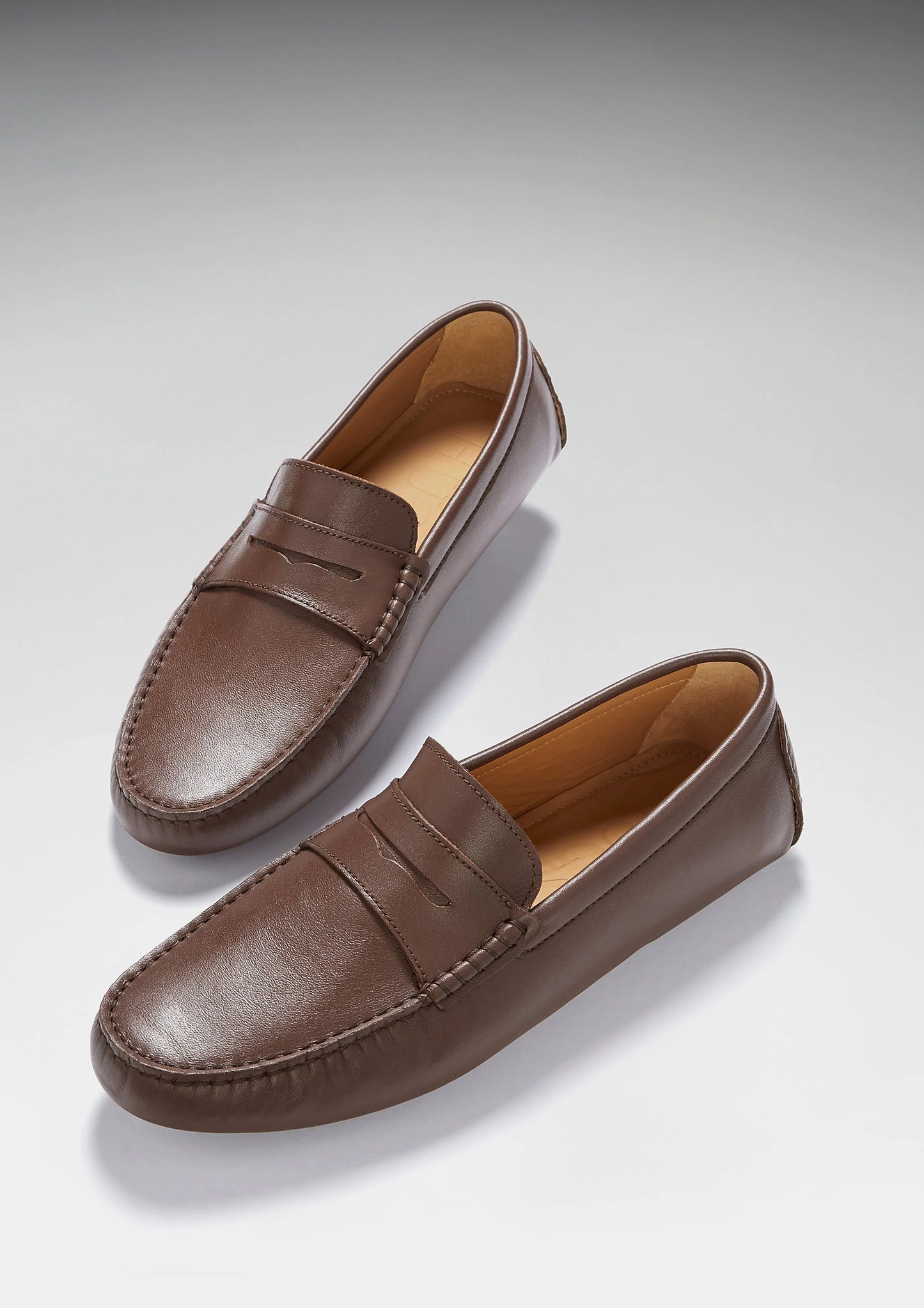 Hugs & Co Mens Penny Driving Loafers Brown Leather UK 7-14 - QHA UK