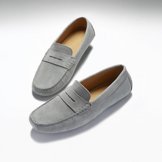 Hugs & Co Mens Penny Driving Loafers Dove Grey Suede UK 7-14 - QHA UK