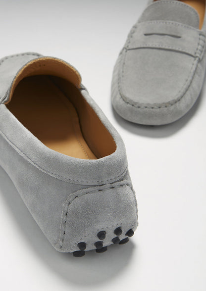 Hugs & Co Mens Penny Driving Loafers Dove Grey Suede UK 7-14 - QHA UK
