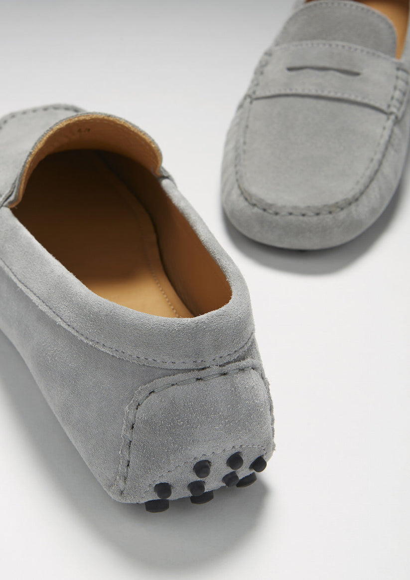 Hugs & Co Mens Penny Driving Loafers Dove Grey Suede UK 7-14 - QHA UK