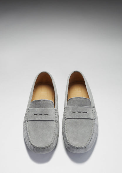 Hugs & Co Mens Penny Driving Loafers Dove Grey Suede UK 7-14 - QHA UK