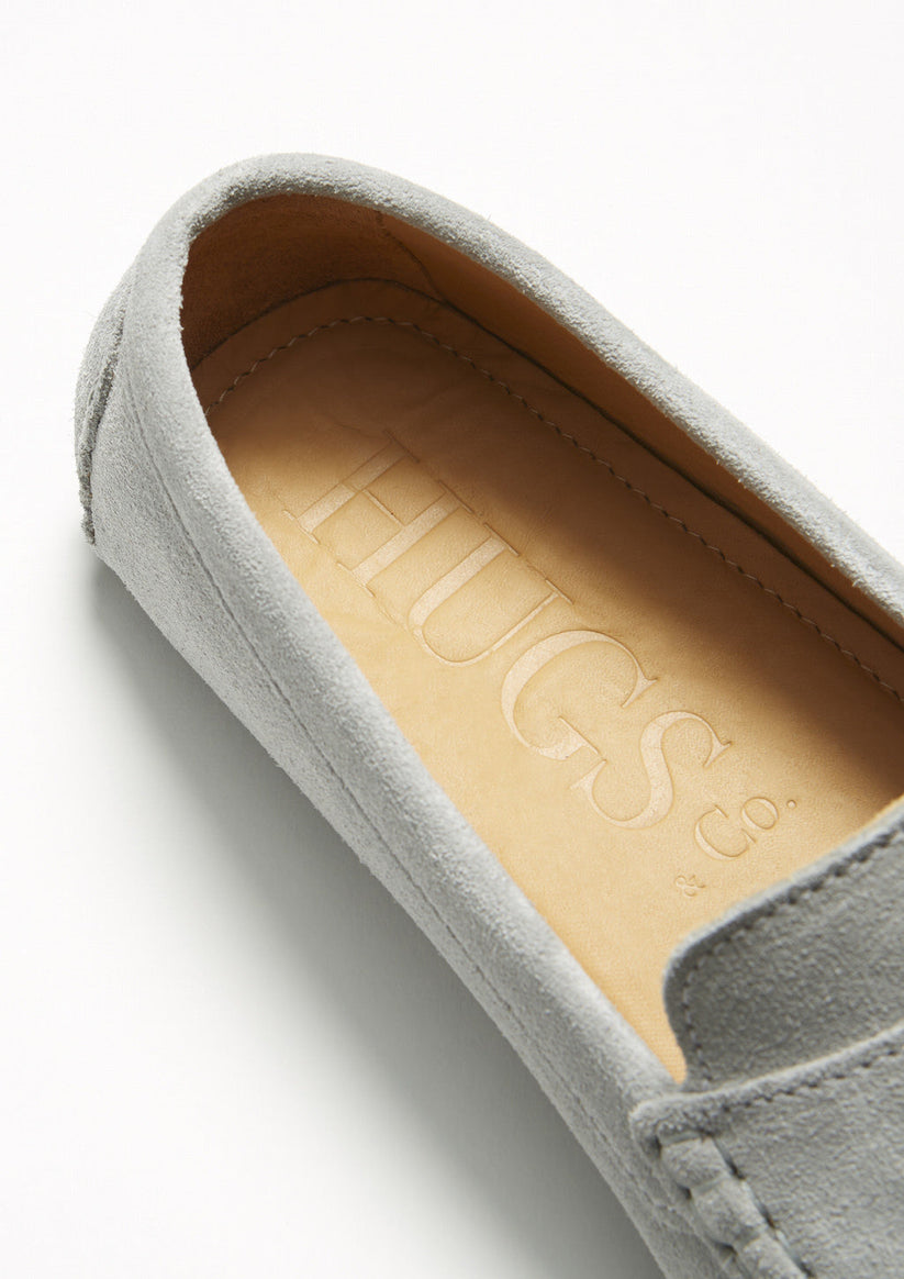Hugs & Co Mens Penny Driving Loafers Dove Grey Suede UK 7-14 - QHA UK