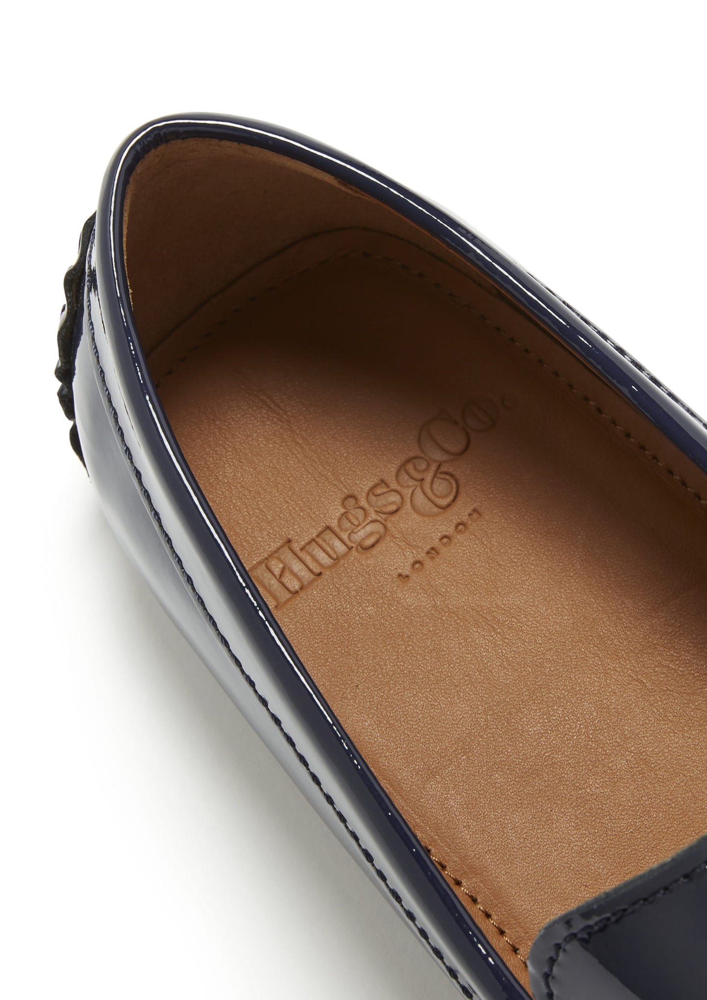 Hugs & Co Mens Penny Driving Loafers Navy Blue Patent Leather UK 7-14 - QHA UK