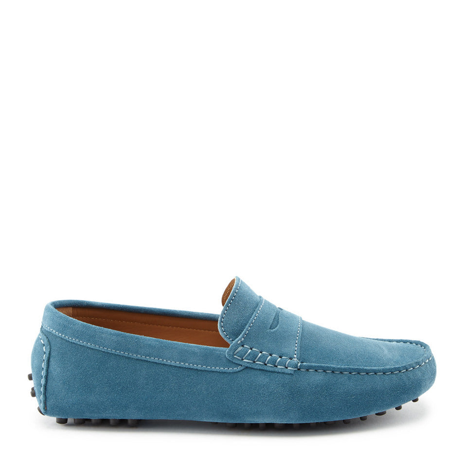 Hugs & Co Mens Penny Driving Loafers Petrol Blue Suede UK 7-14 - QHA UK