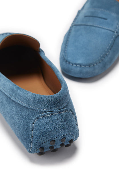 Hugs & Co Mens Penny Driving Loafers Petrol Blue Suede UK 7-14 - QHA UK