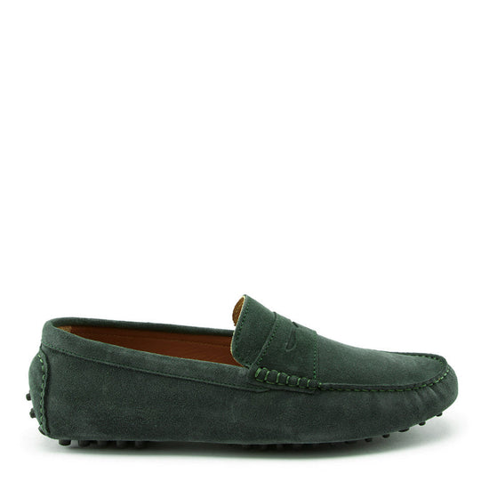 Hugs & Co Mens Penny Driving Loafers Racing Green Suede UK 7-14 - QHA UK