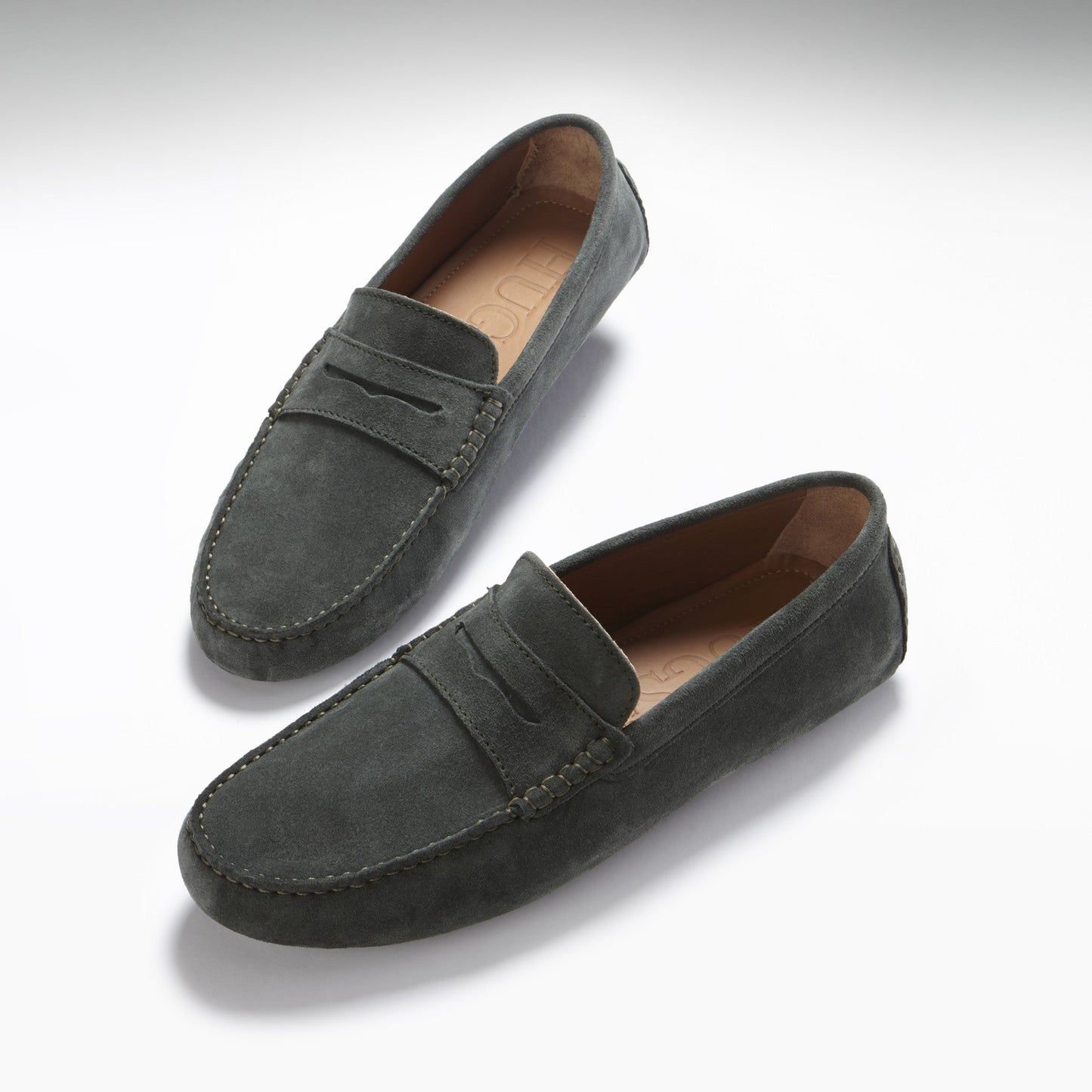 Hugs & Co Mens Penny Driving Loafers Racing Green Suede UK 7-14 - QHA UK