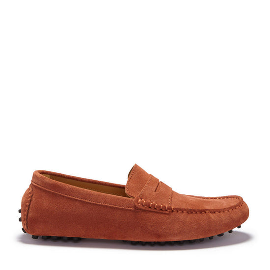 Hugs & Co Mens Penny Driving Loafers Rust Suede UK 7-14 - QHA UK
