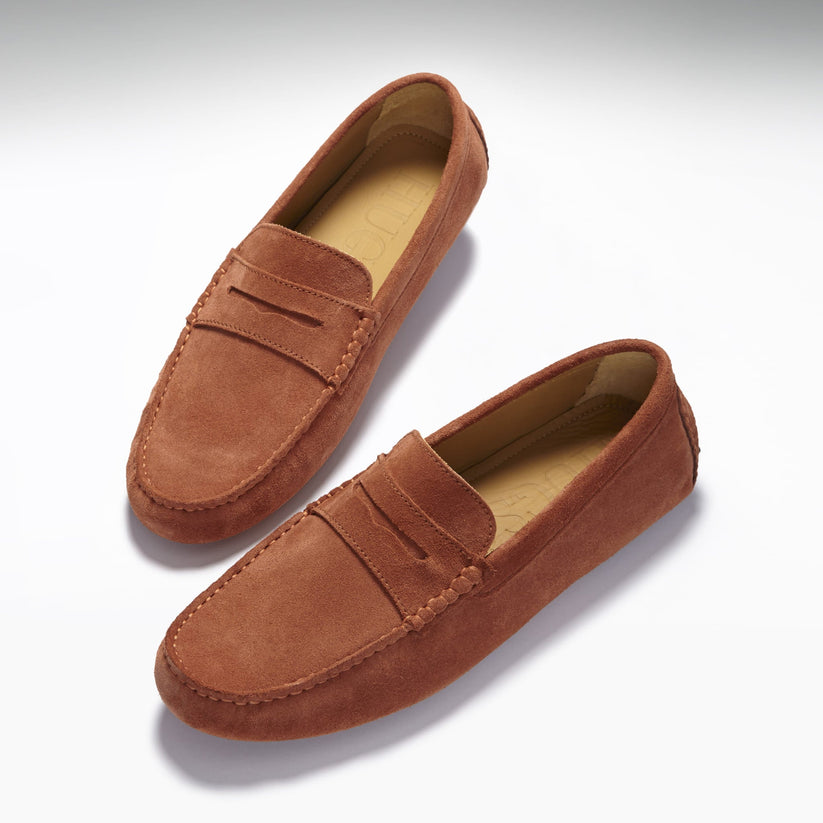Hugs & Co Mens Penny Driving Loafers Rust Suede UK 7-14 - QHA UK