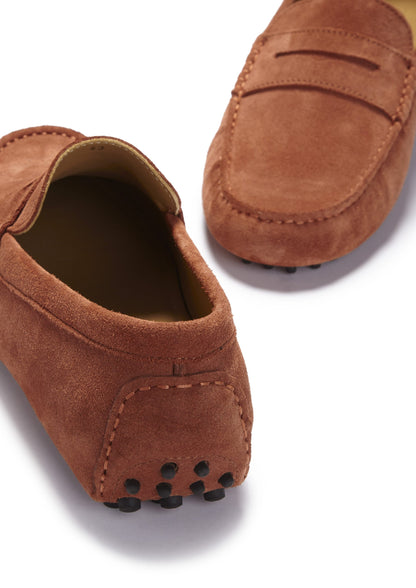 Hugs & Co Mens Penny Driving Loafers Rust Suede UK 7-14 - QHA UK