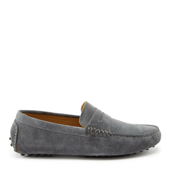 Hugs & Co Mens Penny Driving Loafers Slate Grey Suede UK 7-14 - QHA UK