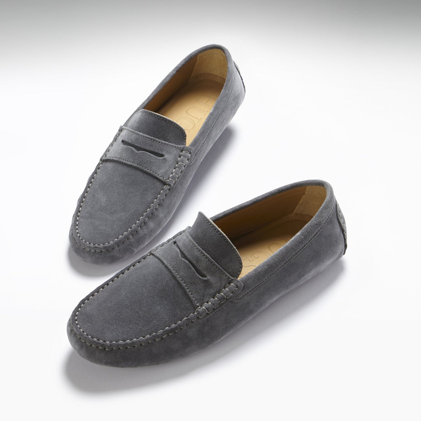 Hugs & Co Mens Penny Driving Loafers Slate Grey Suede UK 7-14 - QHA UK