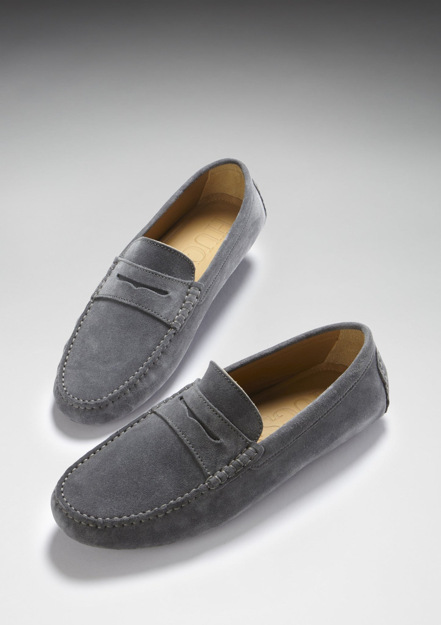 Hugs & Co Mens Penny Driving Loafers Slate Grey Suede UK 7-14 - QHA UK