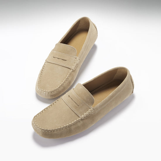 Hugs & Co Mens Penny Driving Loafers Taupe Suede UK 7-14 - QHA UK