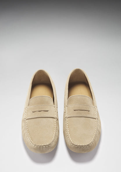 Hugs & Co Mens Penny Driving Loafers Taupe Suede UK 7-14 - QHA UK