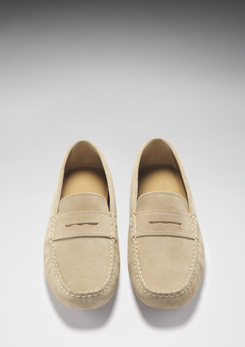 Hugs & Co Mens Penny Driving Loafers Taupe Suede UK 7-14 - QHA UK