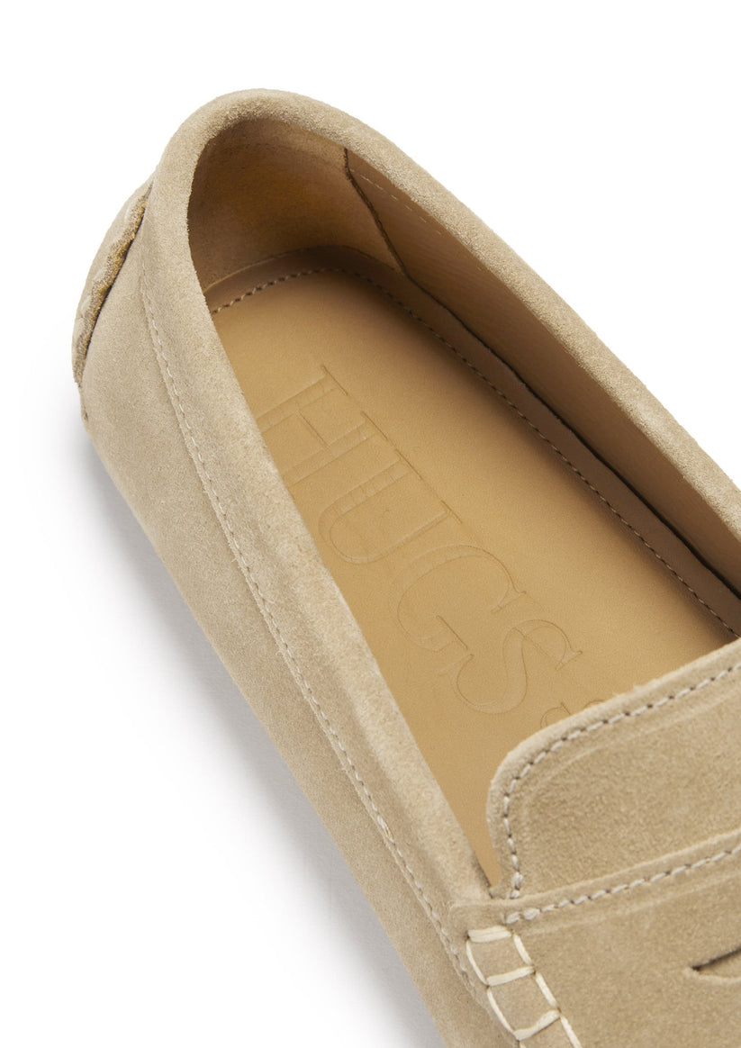 Hugs & Co Mens Penny Driving Loafers Taupe Suede UK 7-14 - QHA UK