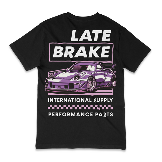 Late Brake Performance Parts T-Shirt Cotton Car Enthusiast Tee 180gsm - QHA UK