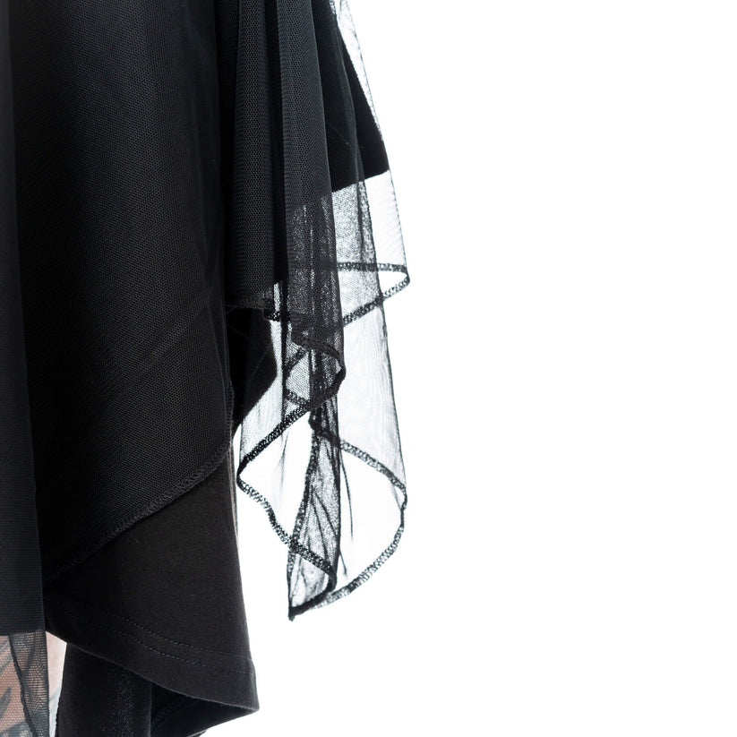 Poizen Industries Gothic Mini Dress Banshee Cold Shoulder Mesh - QHA UK