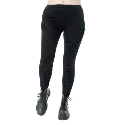 Poizen Industries Women's Gothic Leggings Nightshade Corset Lace-Up - QHA UK