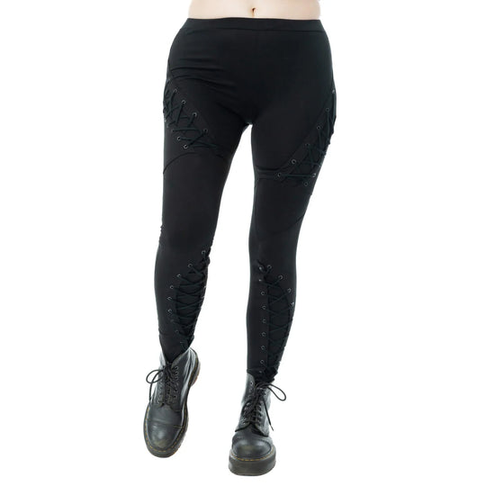 Poizen Industries Women's Gothic Leggings Nightshade Corset Lace-Up - QHA UK