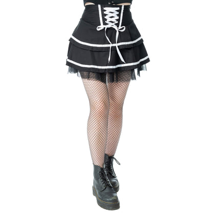 Poizen Industries Skirt Phantom Waltz Black and White UK 10-18 - QHA UK