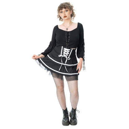 Poizen Industries Skirt Phantom Waltz Black and White UK 10-18 - QHA UK