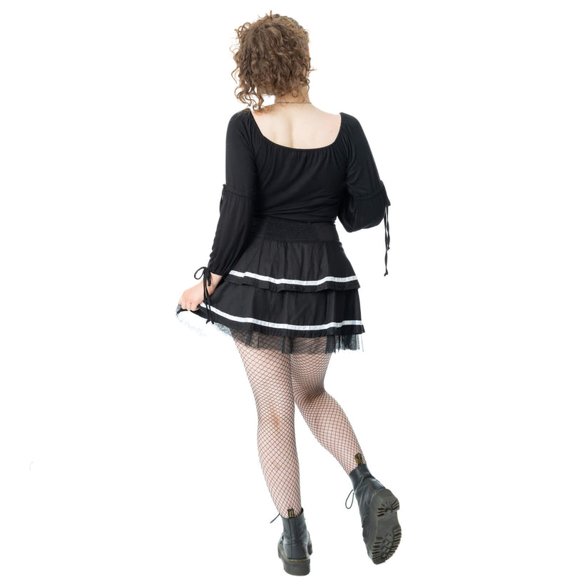 Poizen Industries Skirt Phantom Waltz Black and White UK 10-18 - QHA UK