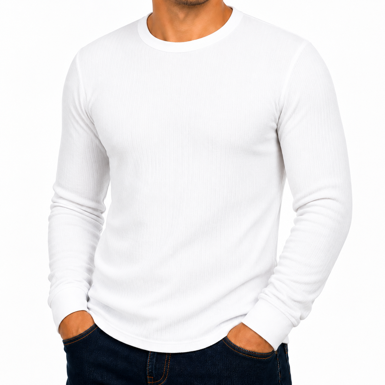 Mens Thermal Long Sleeve T-Shirt Base Layer Heat Retention | M–2XL | UK - Sleeve Detail - QHA UK