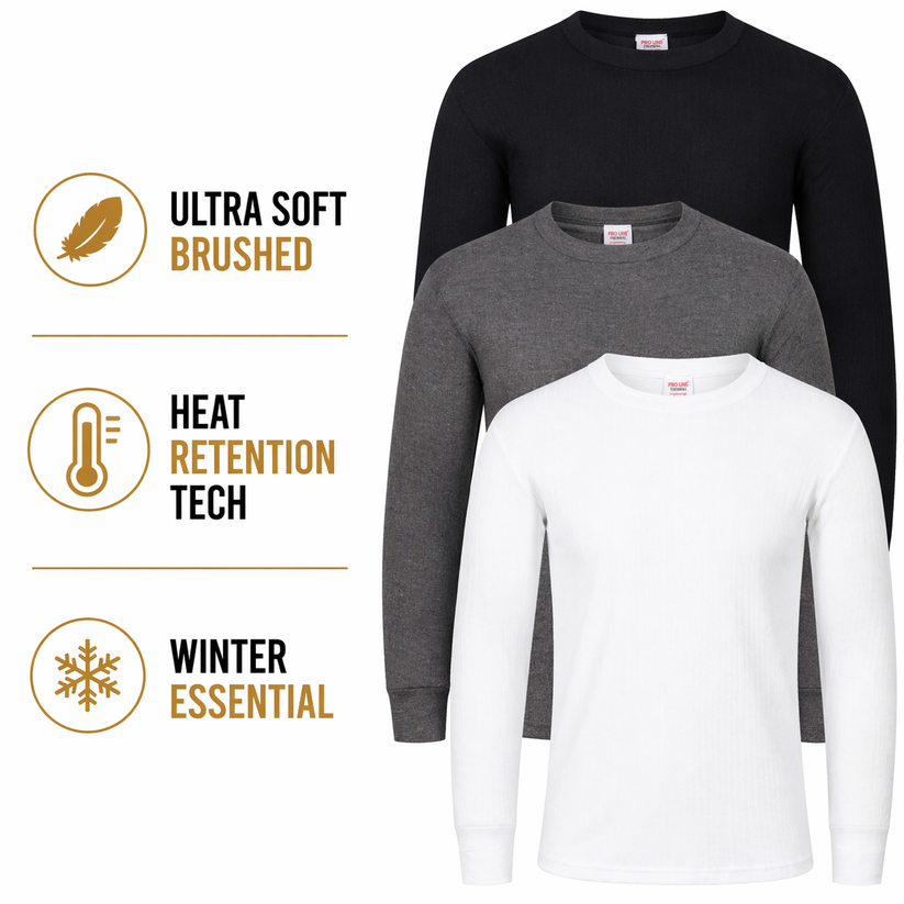 Mens Thermal Long Sleeve T-Shirt Base Layer Heat Retention | M–2XL | UK - Sleeve Detail - QHA UK